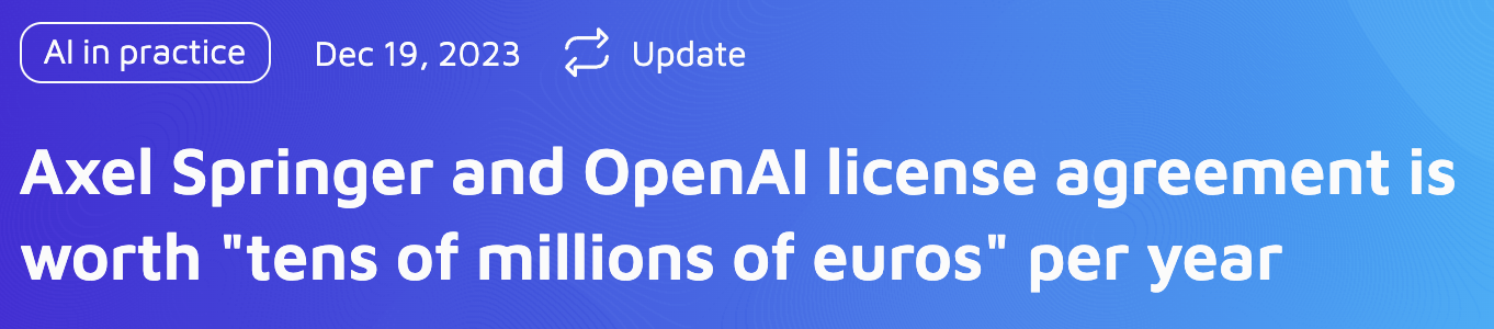 Axel Springer licenses news to OpenAI for tens of millions of dollars